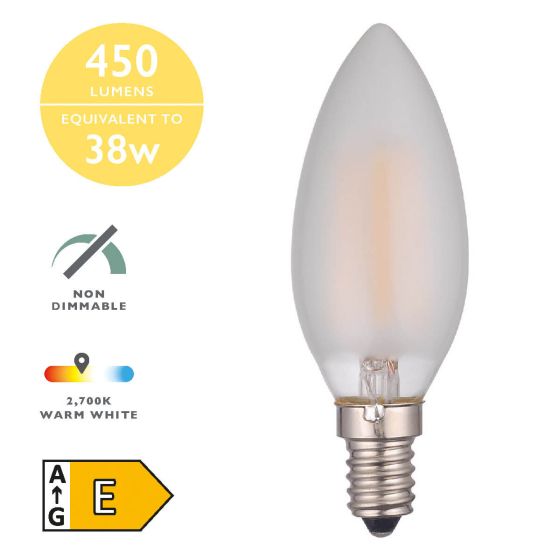 där lighting (Pack of 5) LED Candle Light Bulb (Lamp) SES/E14 4W 450LM