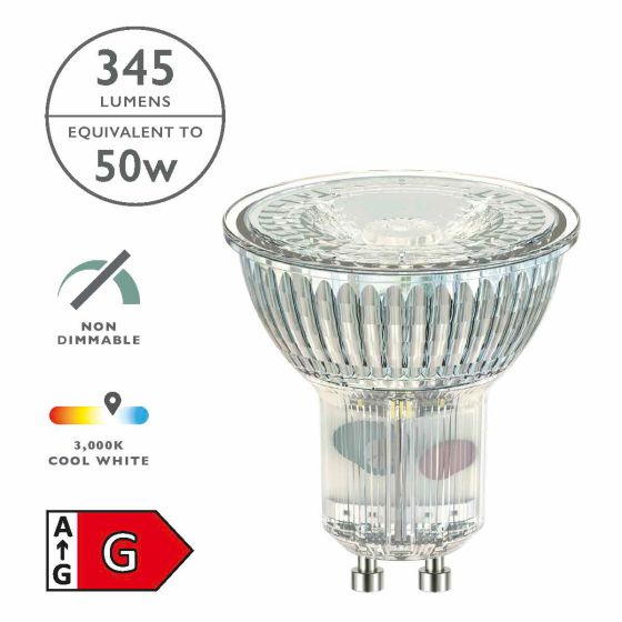 där lighting (Pack of 5) LED GU10 Light Bulb (Lamp) 5W 345LM 3000K