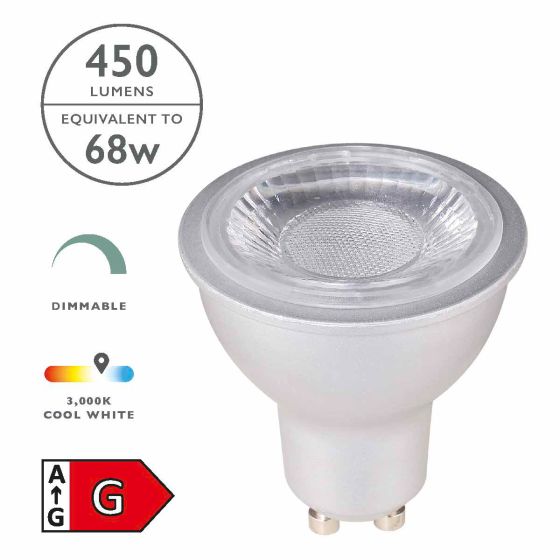 där lighting (Pack of 5) LED GU10 Light Bulb (Lamp) 6W 450LM 3000K