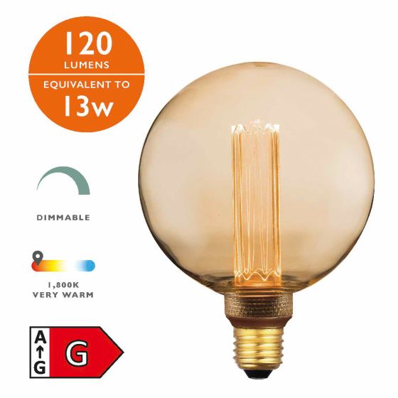där lighting (Pack of 5) LED Large Globe Light Bulb (Lamp) ES/E27 3.5W 120LM