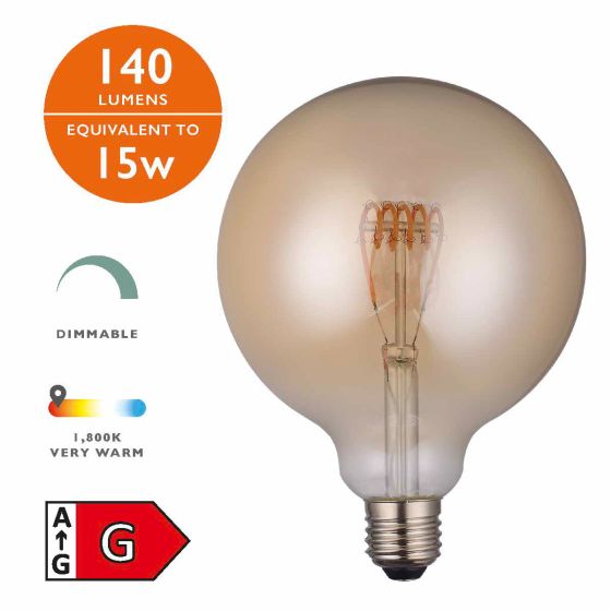 där lighting (Pack of 5) LED Large Globe Light Bulb (Lamp) ES/E27 4W 140LM