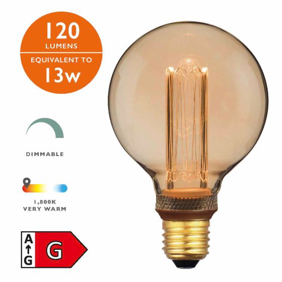 där lighting (Pack of 5) LED Medium Globe Light Bulb (Lamp) ES/E27 3.5W 120LM