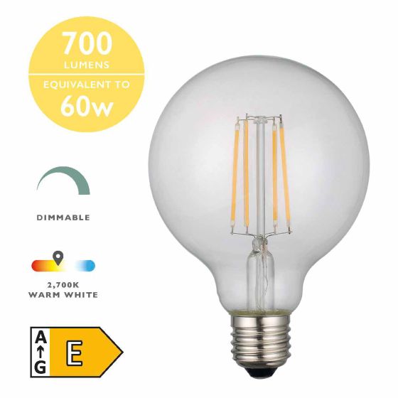 där lighting (Pack of 5) LED Medium Globe Light Bulb (Lamp) ES/E27 6W 700LM
