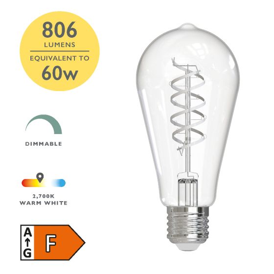 där lighting (Pack of 6) LED ES/E27 GLS Light Bulb (Lamp) 8w 806lm 2700k