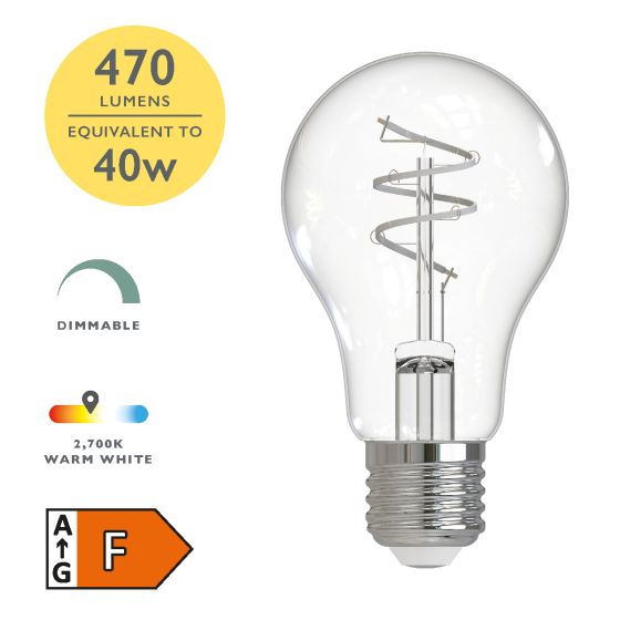 där lighting (Pack of 6) LED ES/E27 GLS White Filament Light Bulb 5w 470lm 2700k Warm White