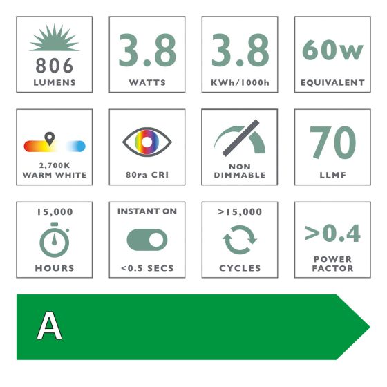 Där Lighting (Pack Of 6) LED ES/E27 Rustika Light Bulb 3.8w 806lm 2700k Warm White