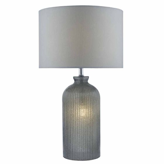 Där Lighting Pamplona Dual Light Table Lamp Grey Glass With Shade