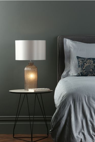 Där Lighting Pamplona Dual Light Table Lamp Grey Glass With Shade