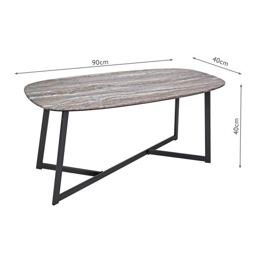 Där Lighting Pavlos Coffee Table Brown Stone Veneer And Matt Black