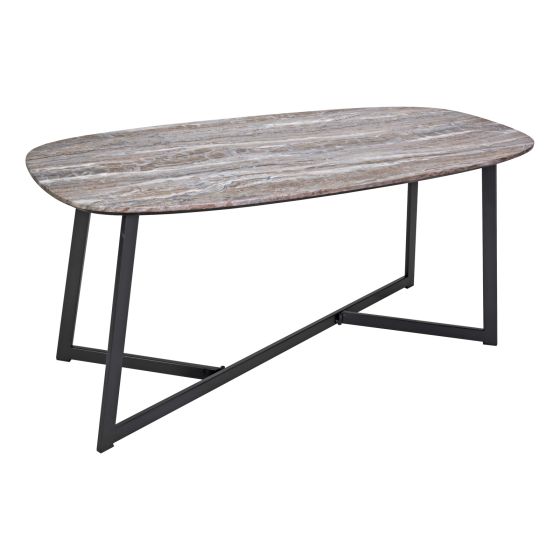 där lighting Pavlos Coffee Table Brown Stone Veneer and Matt Black