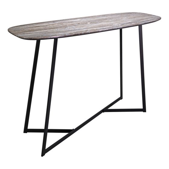 där lighting Pavlos Console Table Brown Stone Veneer and Matt Black