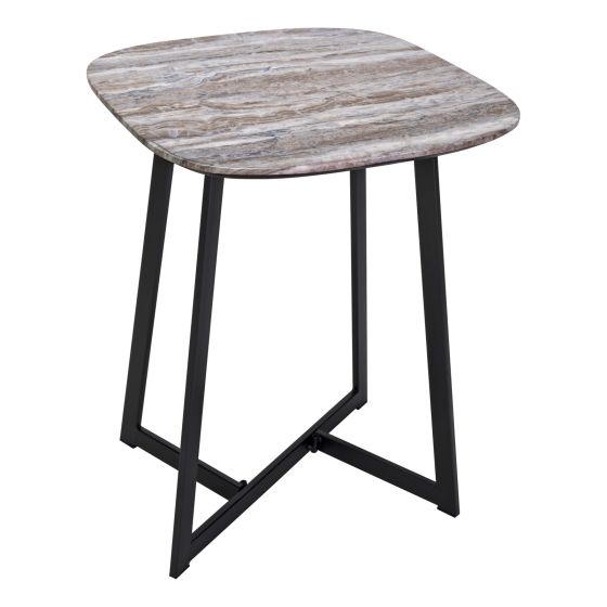 där lighting Pavlos Side Table Brown Stone Veneer and Matt Black