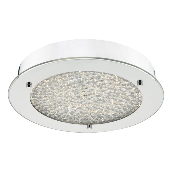 där lighting Peta Small Bathroom Flush Polished Chrome Crystal Light LED IP44