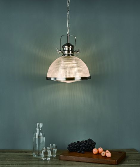 Där Lighting Peyton 1 Light Pendant Satin Nickel And Textured Glass