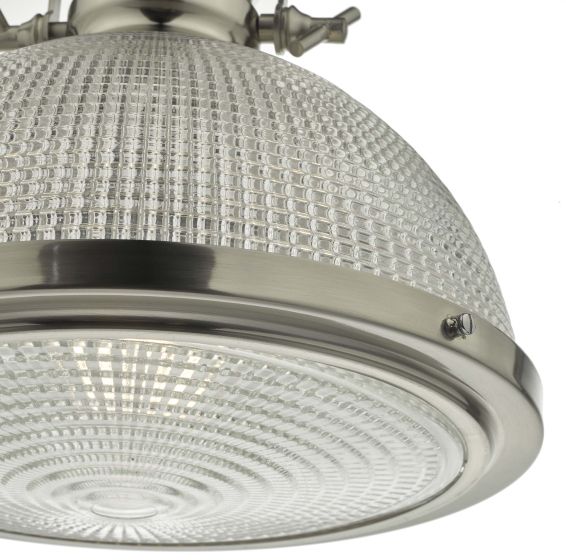 Där Lighting Peyton 1 Light Pendant Satin Nickel And Textured Glass