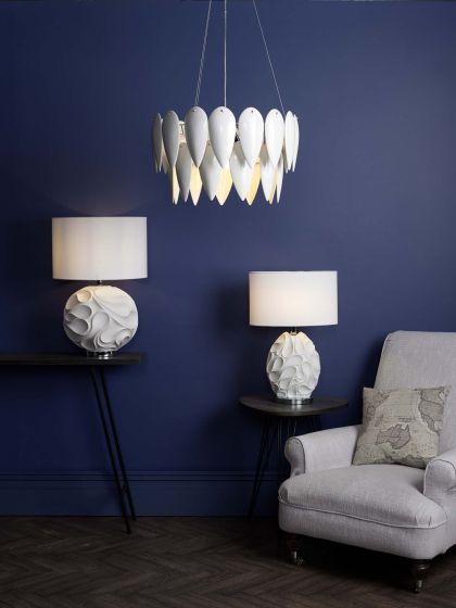 Där Lighting Phillipa 3 Light Pendant White Ceramic