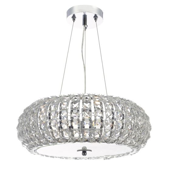 Där Lighting Piazza 3 Light Pendant Polished Chrome Crystal