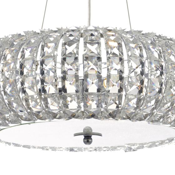 där lighting Piazza 3 Light Pendant Polished Chrome Crystal