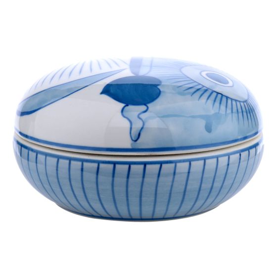 Där Lighting Picasso Ceramic Blue & White Trinket Pot