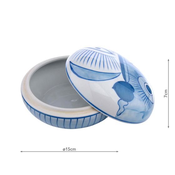 Där Lighting Picasso Ceramic Blue & White Trinket Pot