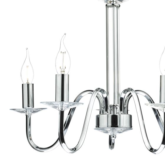 Där Lighting Pique 5 Light Polished Chrome Clear Crystal Detail