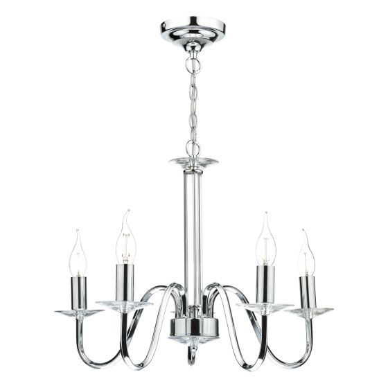 Där Lighting Pique 5 Light Polished Chrome Clear Crystal Detail