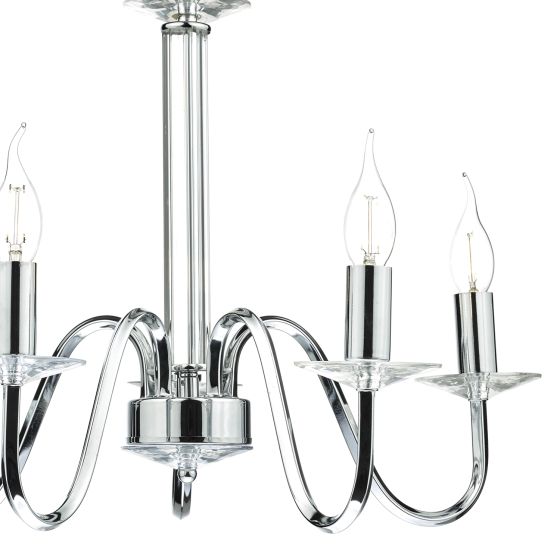 där lighting Pique 5 Light Polished Chrome Clear Crystal Detail