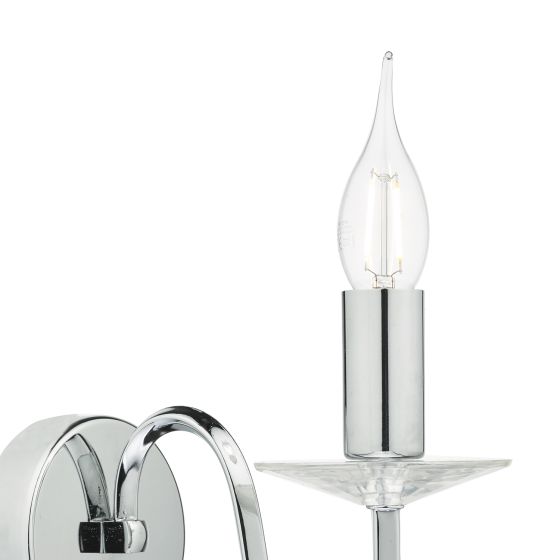 där lighting Pique Wall Light Polished Chrome Crystal