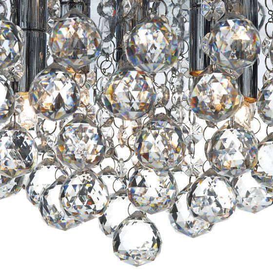 där lighting Pluto 5 Light Flush Polished Chrome Crystal Glass Droppers