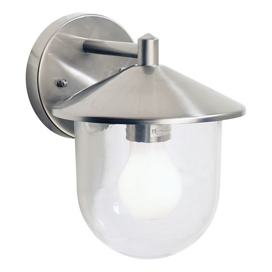 där lighting Poole Outdoor Wall Light Stainless Steel Glass IP44