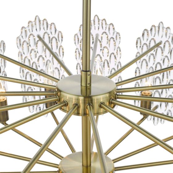 Där Lighting Porthos 15 Light Pendant Antique Brass Glass