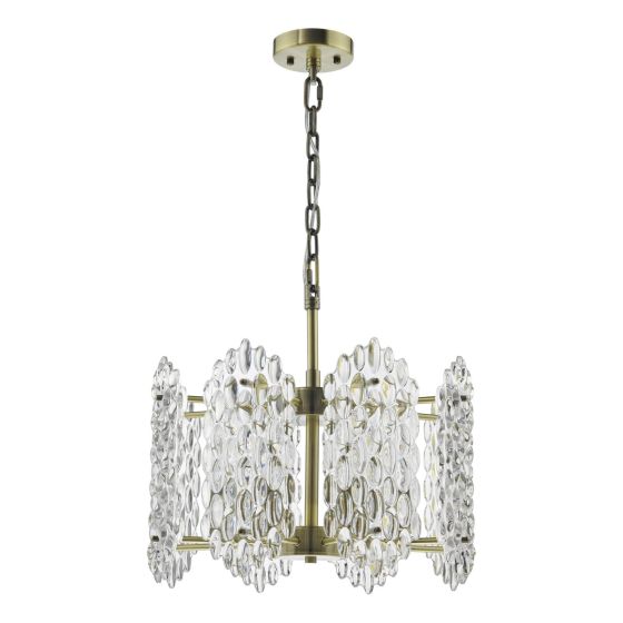 Där Lighting Porthos 8 Light Pendant Antique Brass And Glass