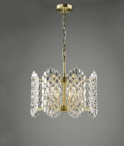 Där Lighting Porthos 8 Light Pendant Antique Brass And Glass