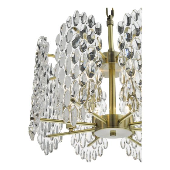 Där Lighting Porthos 8 Light Pendant Antique Brass And Glass