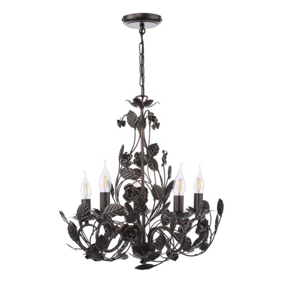 Där Lighting Priscilla 5 Light Pendant Matt Black/Bronze Fitting Only
