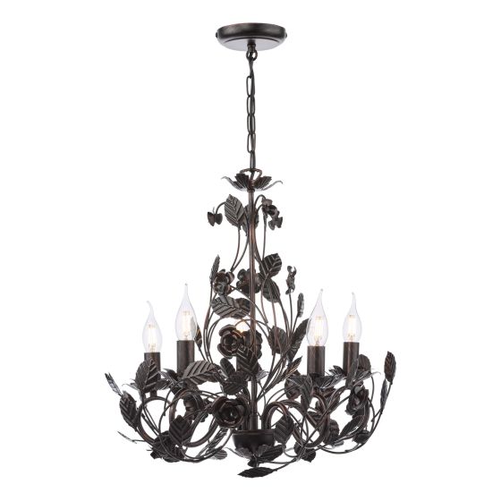 där lighting Priscilla 5 Light Pendant Matt Black/Bronze Fitting Only