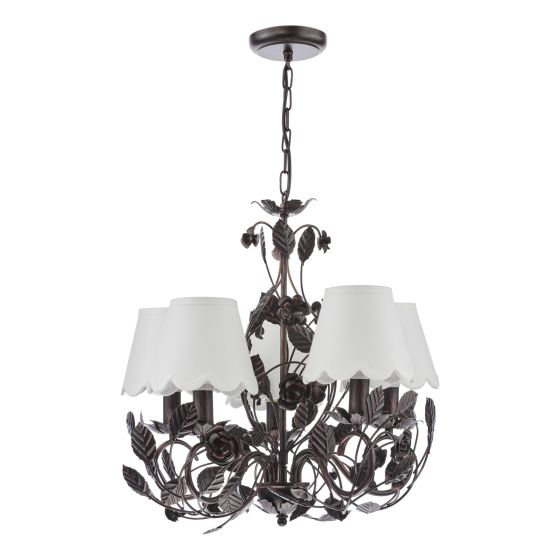 Där Lighting Priscilla 5 Light Pendant Matt Black With Shade