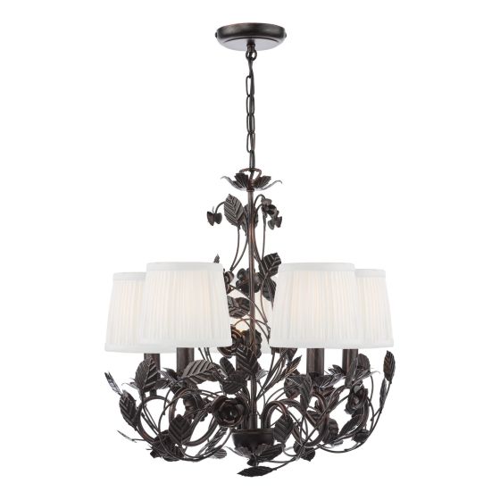 där lighting Priscilla 5 Light Pendant Matt Black With Shade