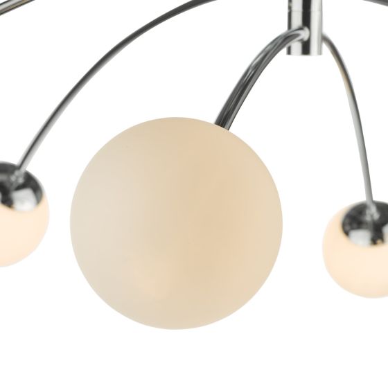 där Lighting Puglia 6lt Semi Flush Polished Chrome Opal Glass