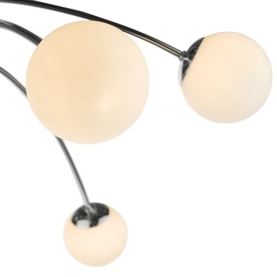 där Lighting Puglia 6lt Semi Flush Polished Chrome Opal Glass