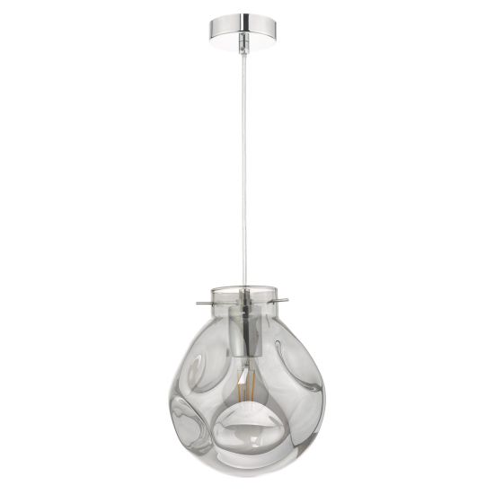 Där Lighting Quinn Pendant Polished Chrome & Smoked Glass