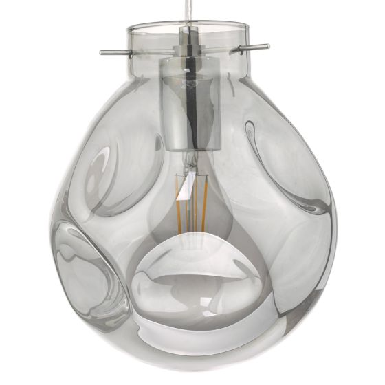 Där Lighting Quinn Pendant Polished Chrome & Smoked Glass