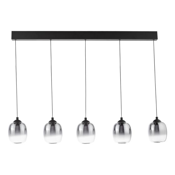 Där Lighting Ramona 5 Light Bar Pendant Matt Black And Smoked Ombre Glass LED