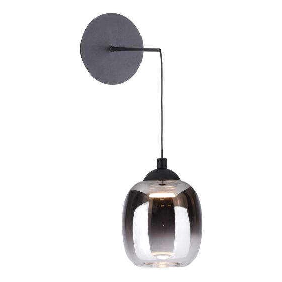där lighting Ramona Pendant/Wall Light Matt Black Ombre Glass LED