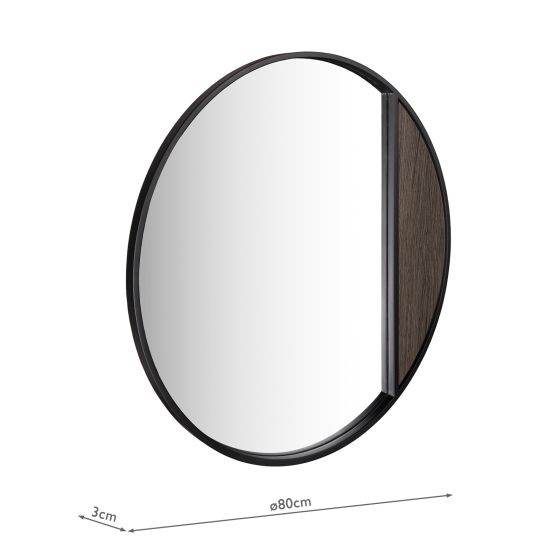 Där Lighting Rasmus Mirror Mocha Veneer And Matt Black 80cm