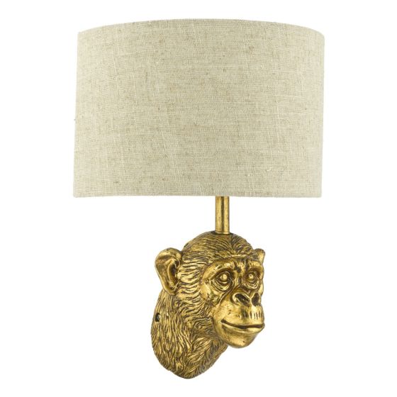 Där Lighting Raul Monkey Wall Light Gold With Shade