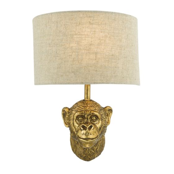 Där Lighting Raul Monkey Wall Light Gold With Shade