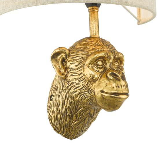 Där Lighting Raul Monkey Wall Light Gold With Shade