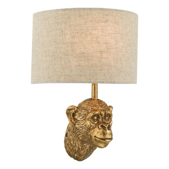 där lighting Raul Monkey Wall Light Gold With Shade