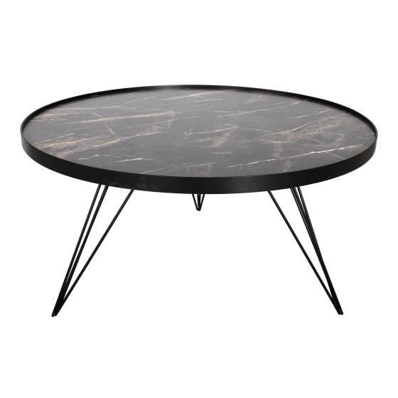 där lighting Rauma Round Coffee Table Dark Grey Stone Effect
